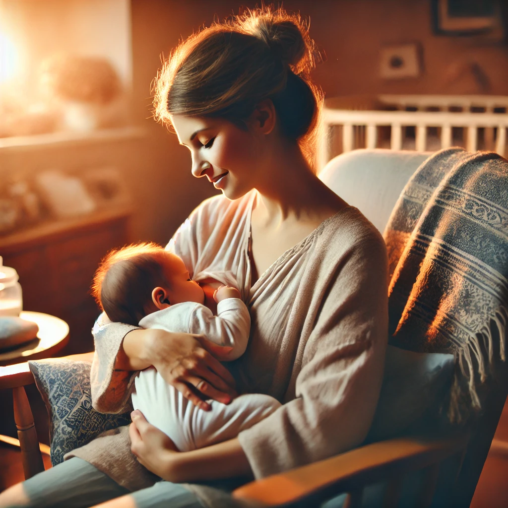 Mãe em um momento de amamentação com seu bebe